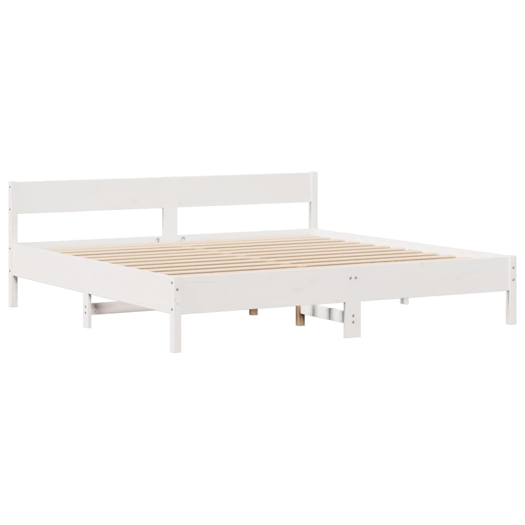Seng med bokhylle uten madrass hvit 180x200 cm heltre furu