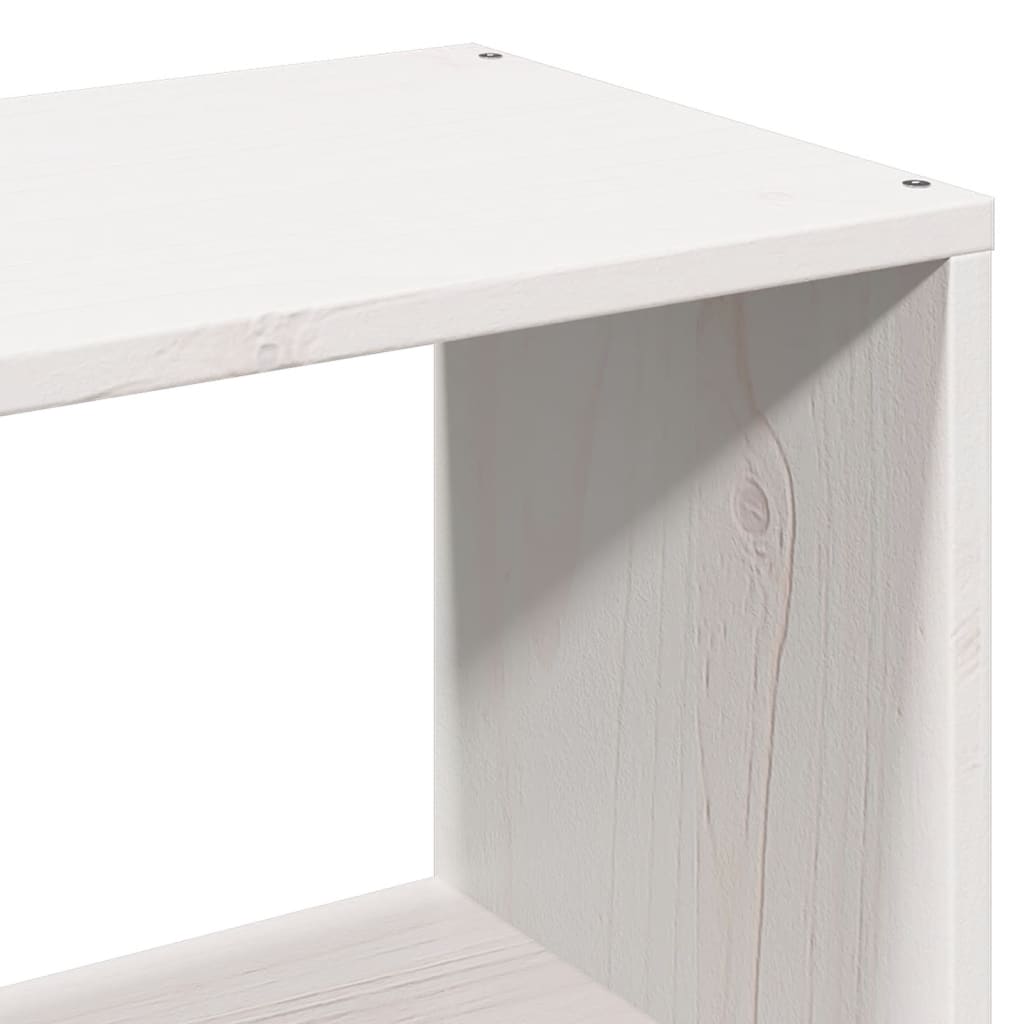 Seng med bokhylle uten madrass hvit 180x200 cm heltre furu
