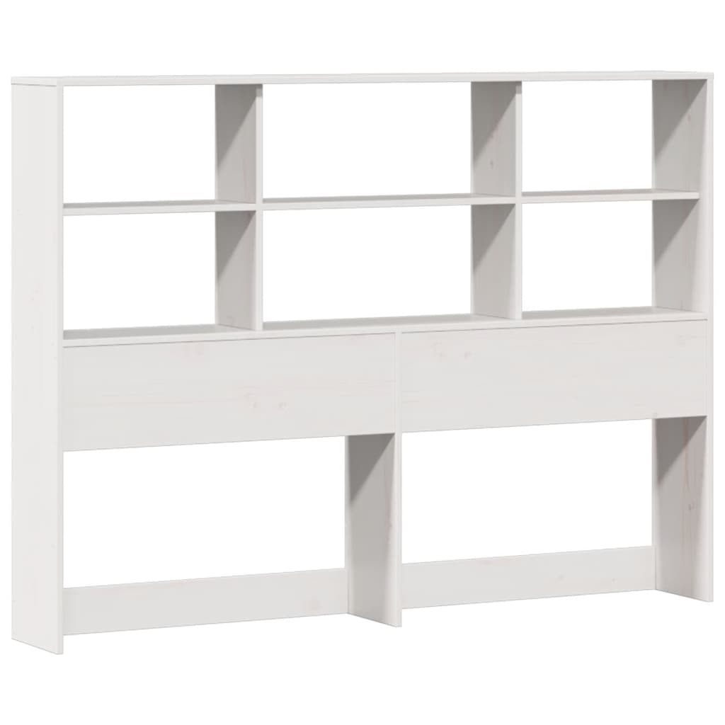Seng med bokhylle uten madrass hvit 160x200 cm heltre furu