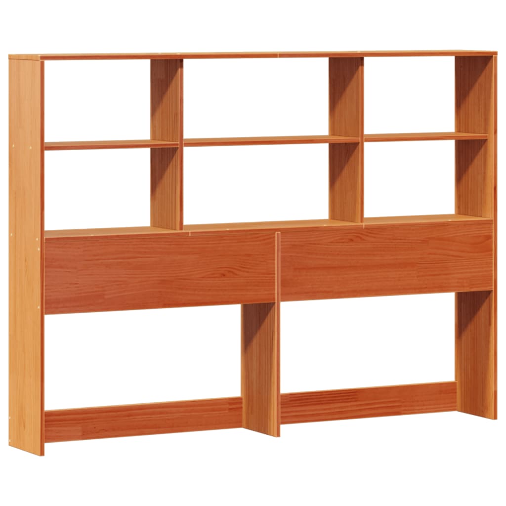 Seng med bokhylle uten madrass voksbrun 150x200 cm heltre furu