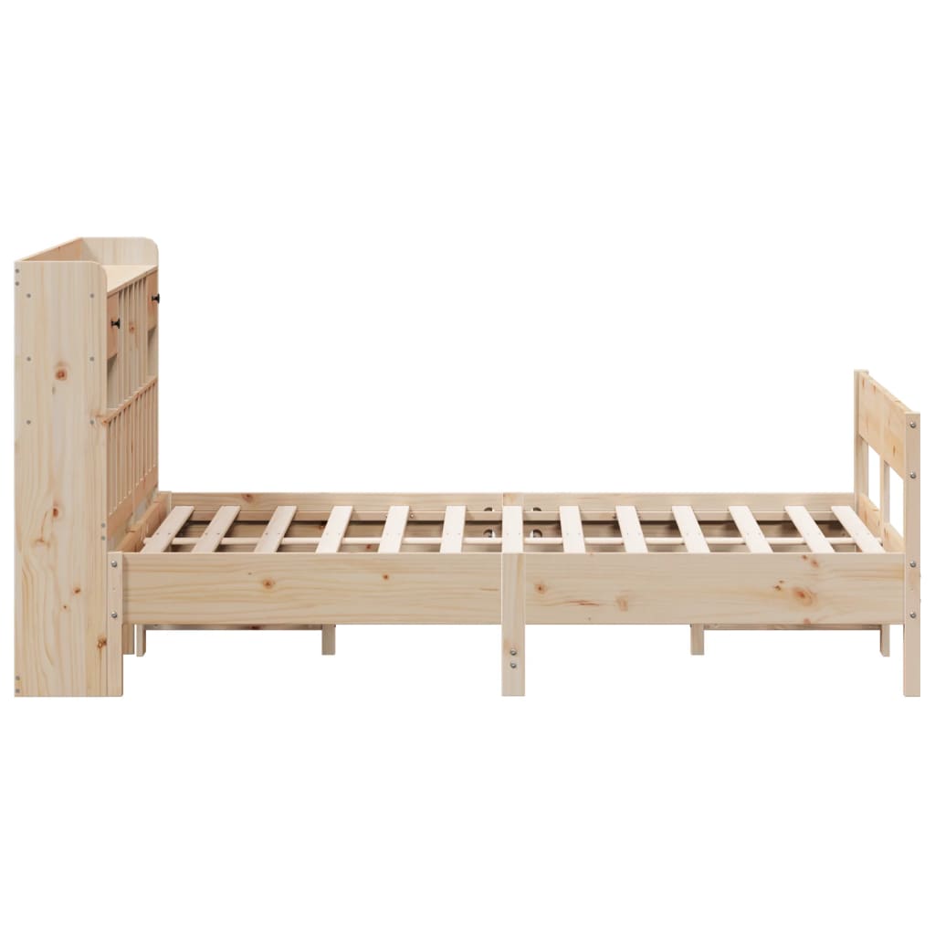 Seng med bokhylle uten madrass 140x200 cm heltre furu