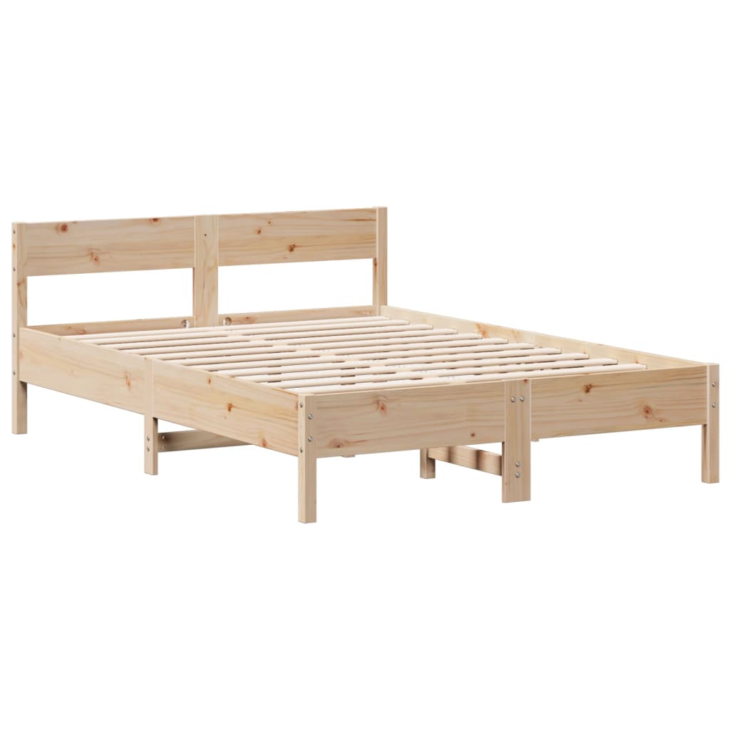 Seng med bokhylle uten madrass 140x200 cm heltre furu