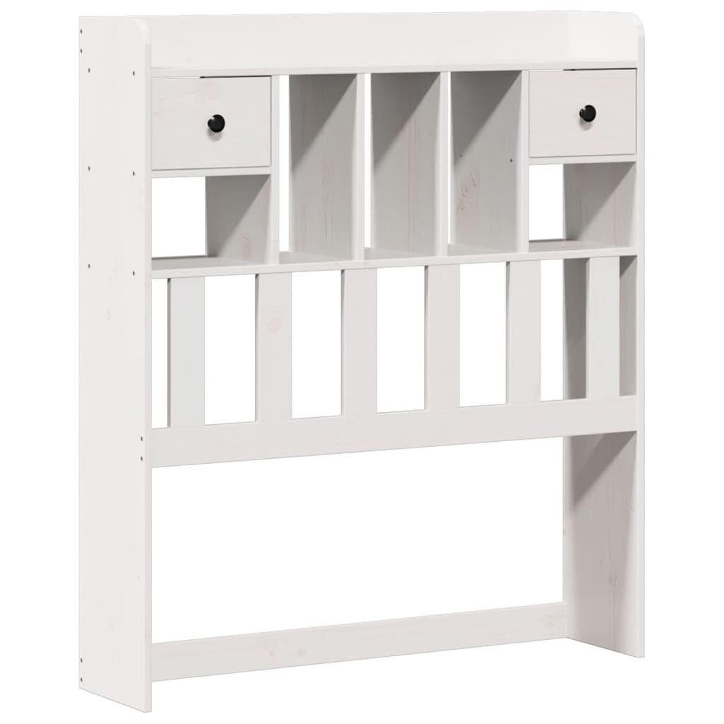 Seng med bokhylle uten madrass hvit 75x190 cm heltre furu