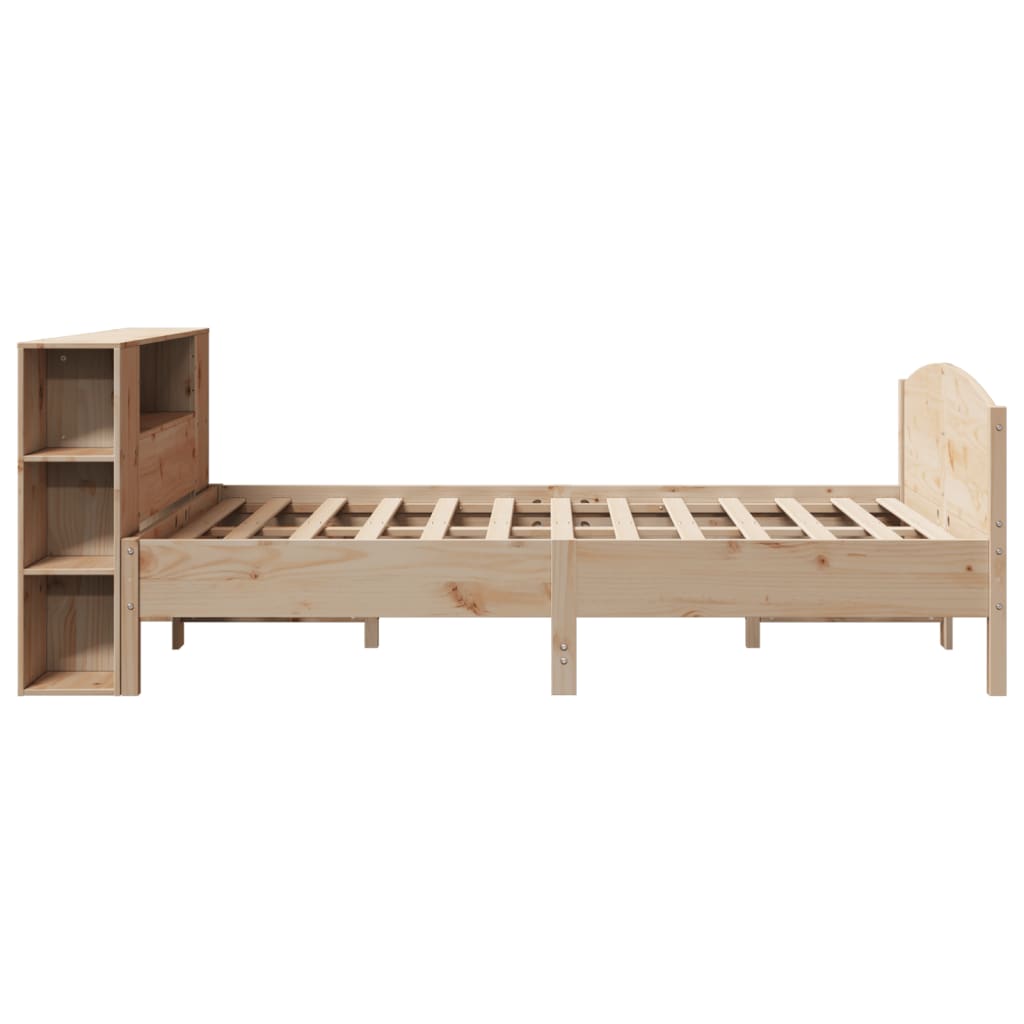 Seng med bokhylle uten madrass 160x200 cm heltre furu