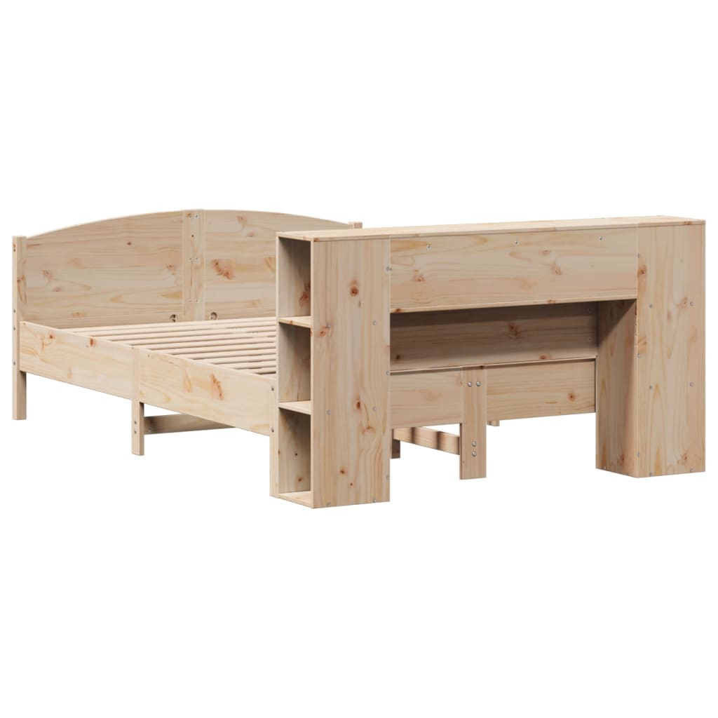 Seng med bokhylle uten madrass 160x200 cm heltre furu