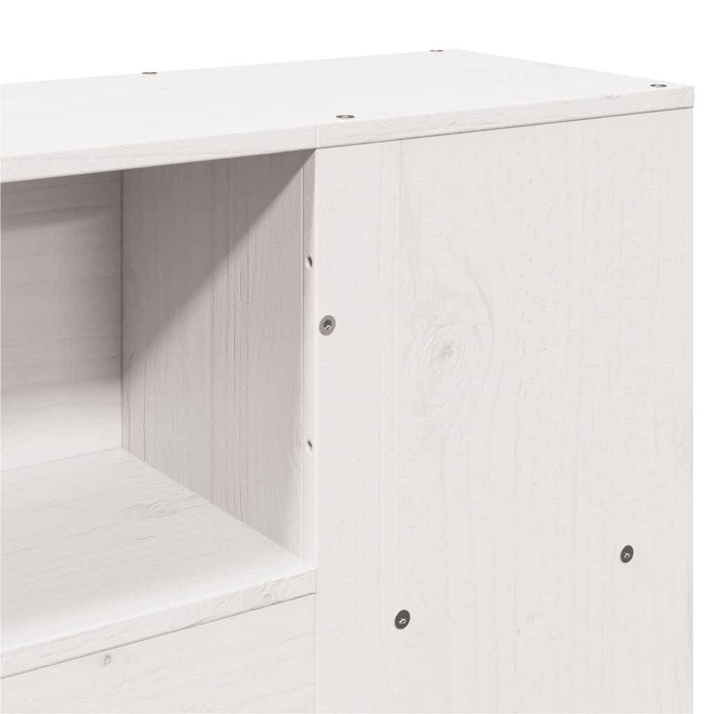 Seng med bokhylle uten madrass hvit 150x200 cm heltre furu