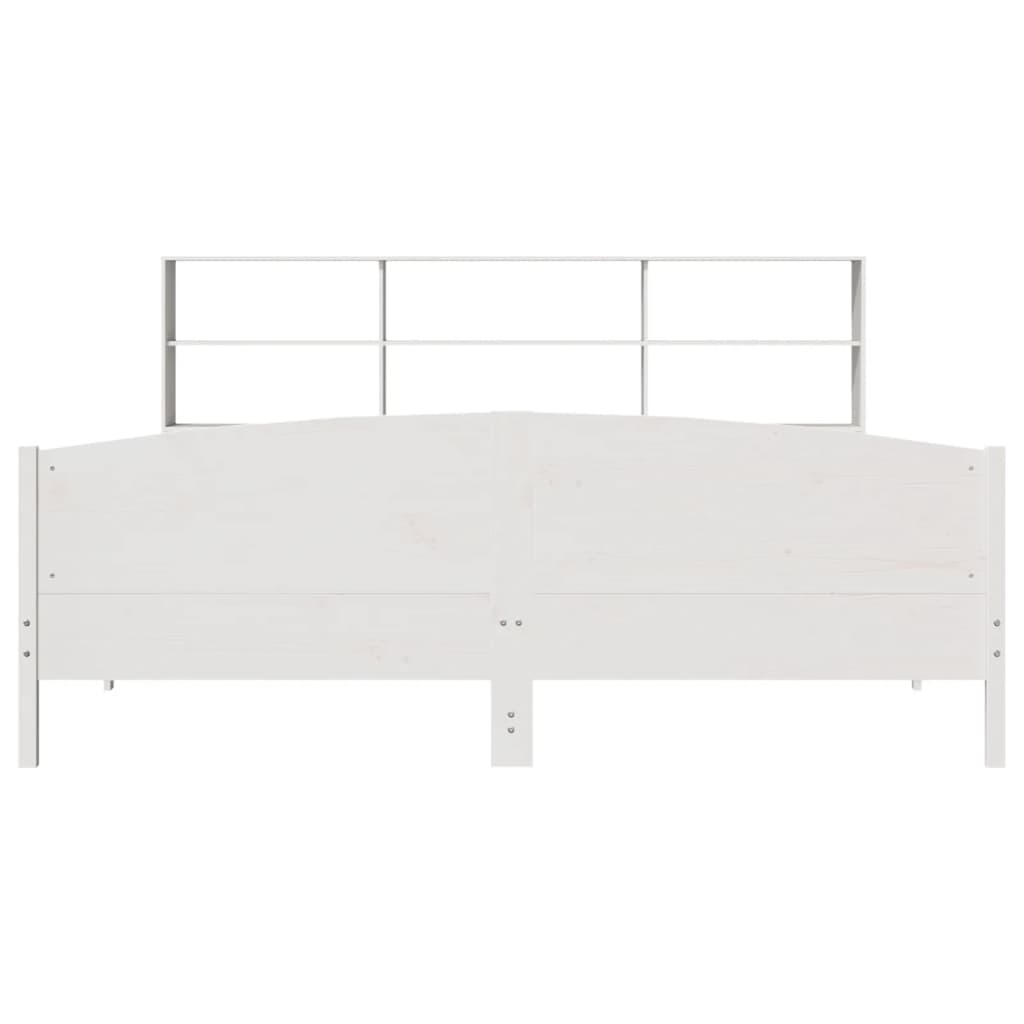 Seng med bokhylle uten madrass hvit 180x200 cm heltre furu