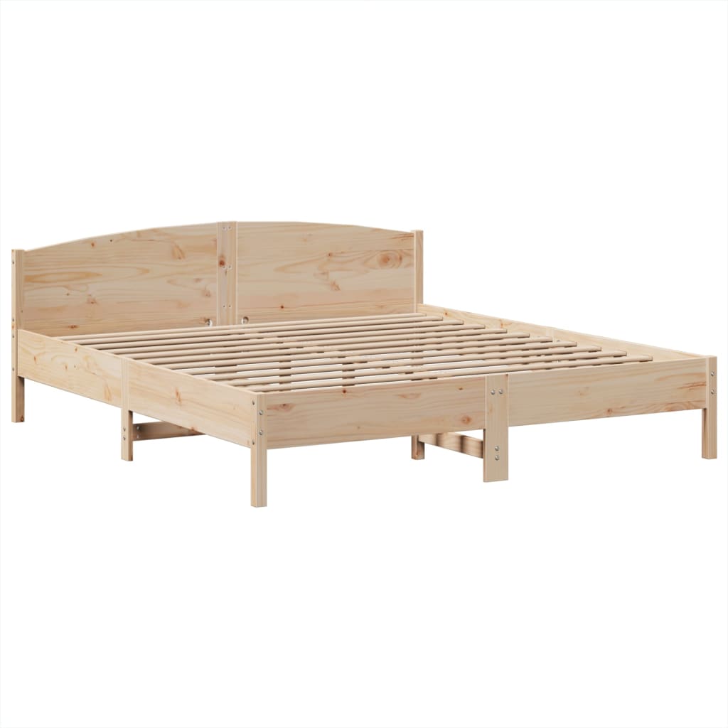 Seng med bokhylle uten madrass 180x200 cm heltre furu