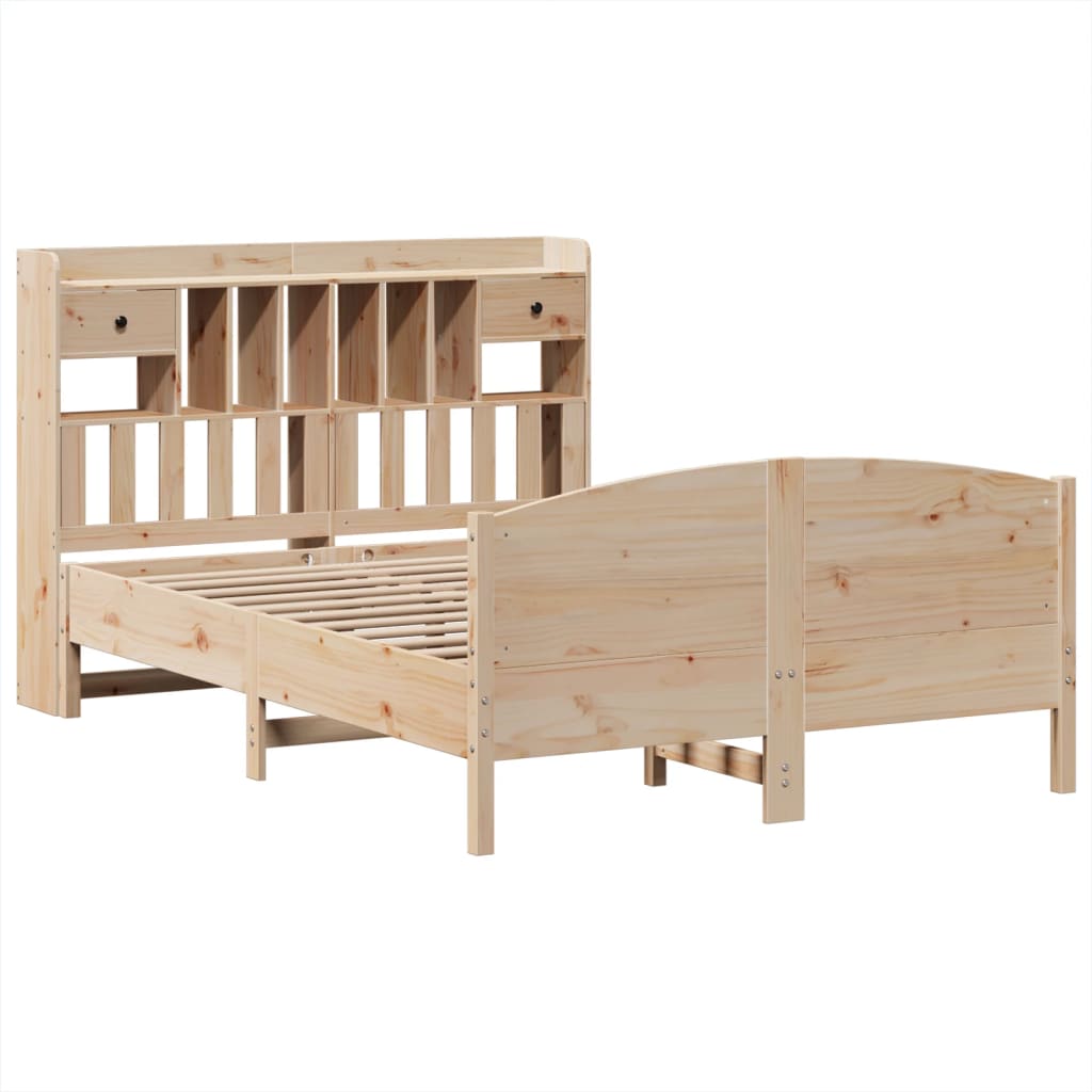 Seng med bokhylle uten madrass 140x200 cm heltre furu