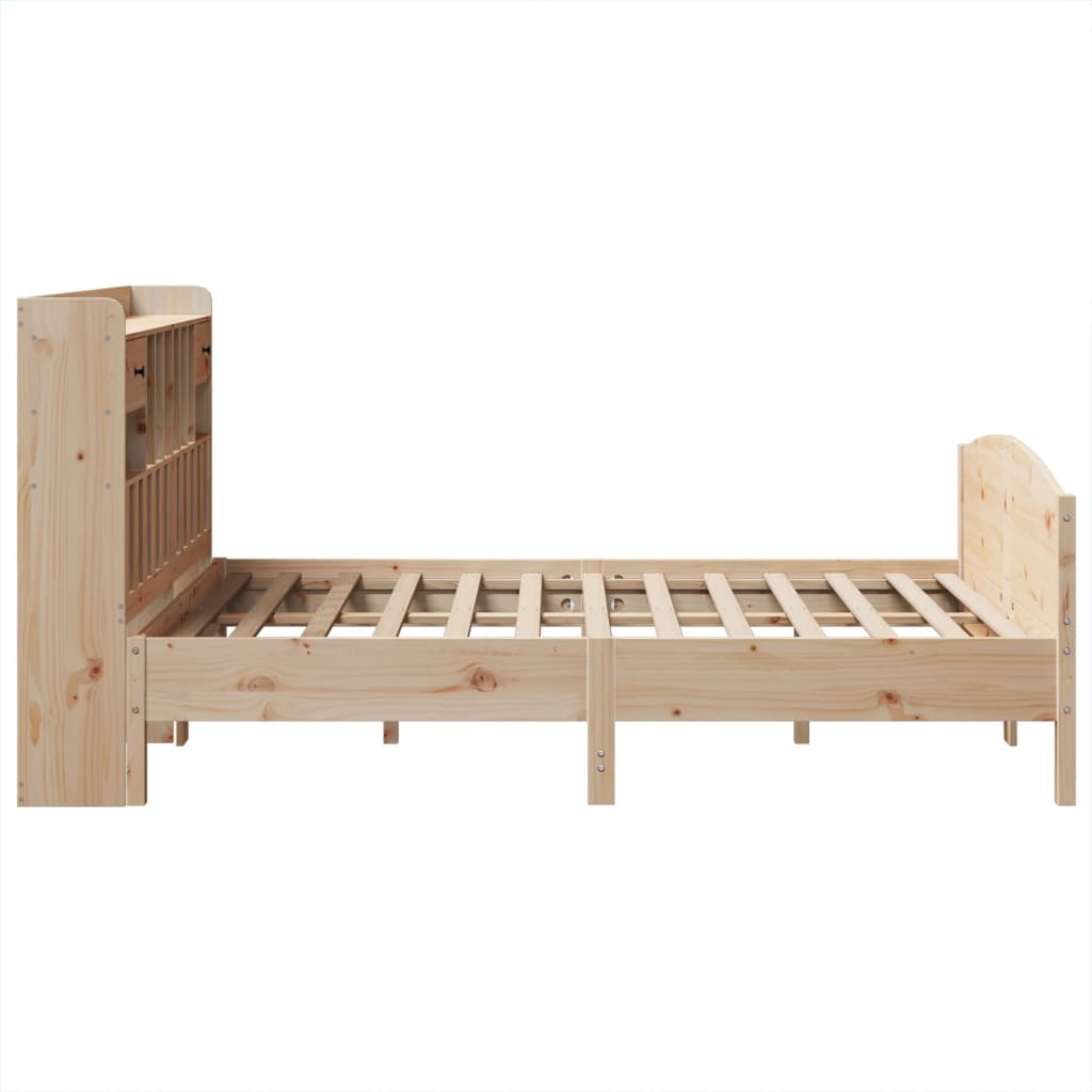 Seng med bokhylle uten madrass 140x200 cm heltre furu
