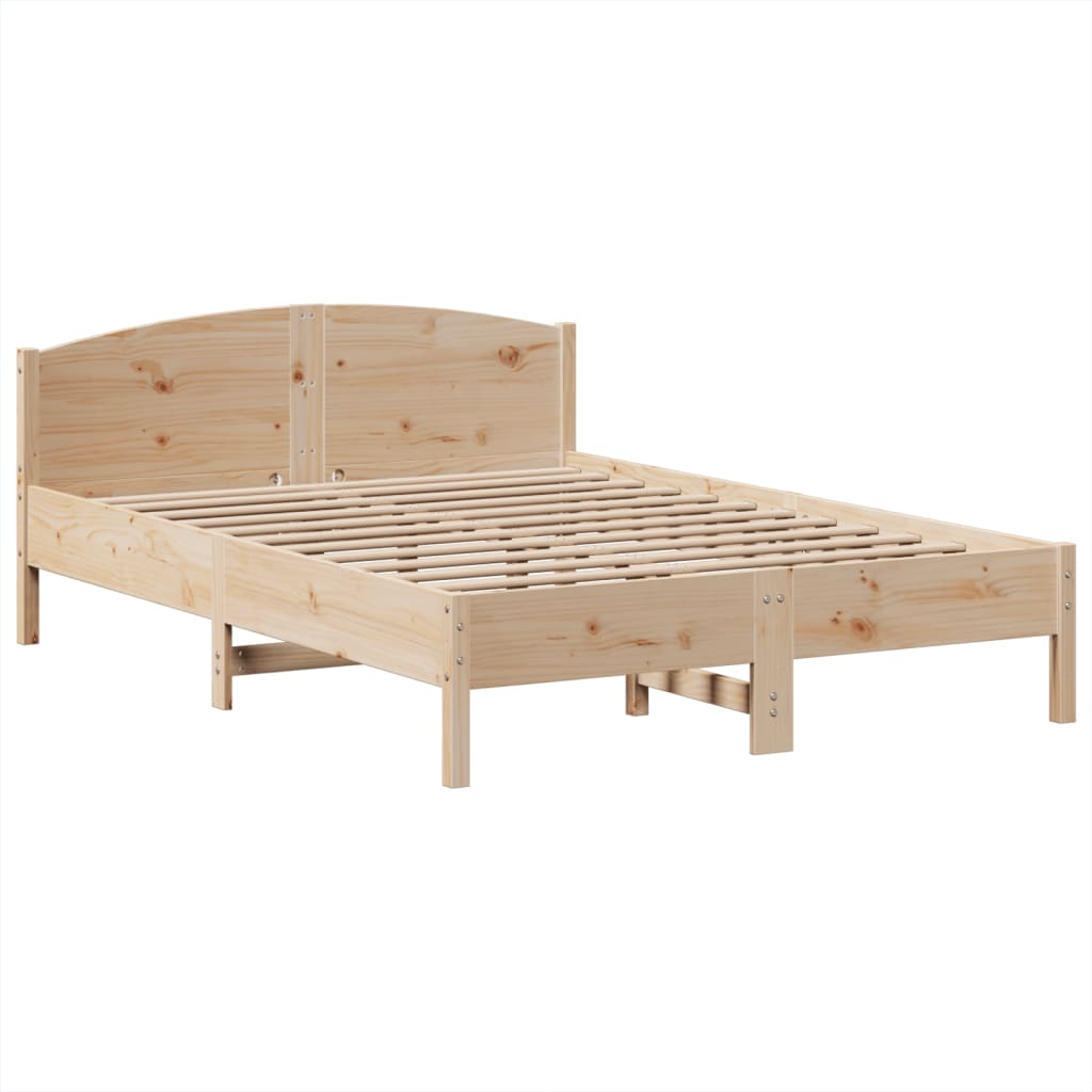 Seng med bokhylle uten madrass 140x200 cm heltre furu