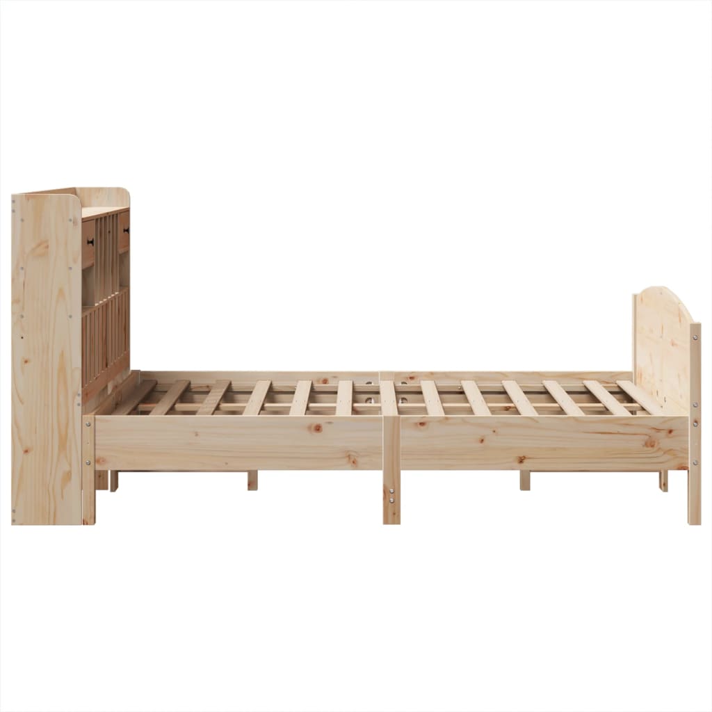 Seng med bokhylle uten madrass 135x190 cm heltre furu