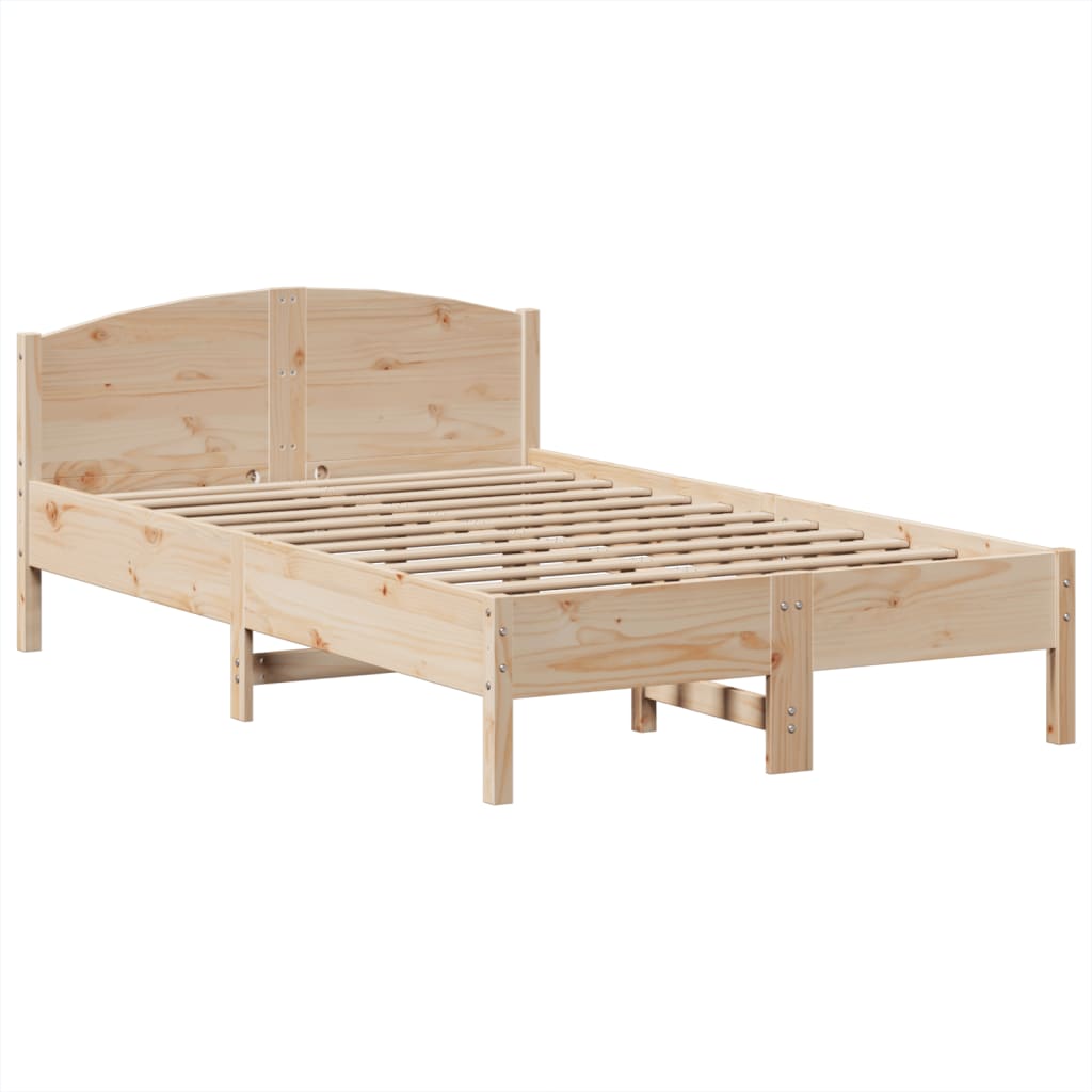 Seng med bokhylle uten madrass 135x190 cm heltre furu