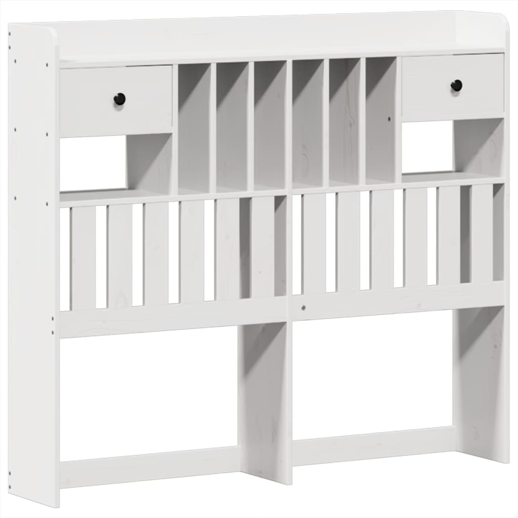 Seng med bokhylle uten madrass hvit 135x190 cm heltre furu