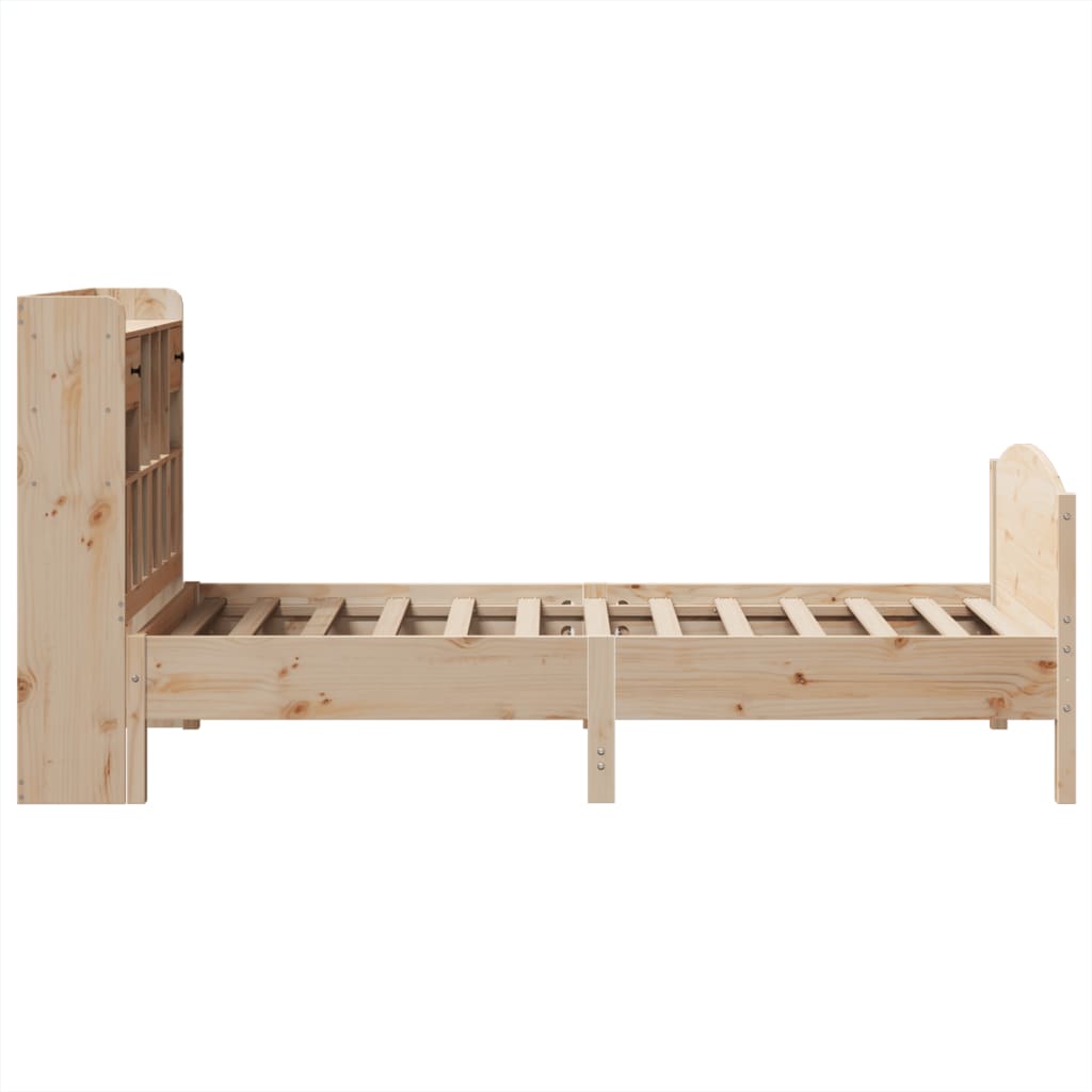 Seng med bokhylle uten madrass 100x200 cm heltre furu
