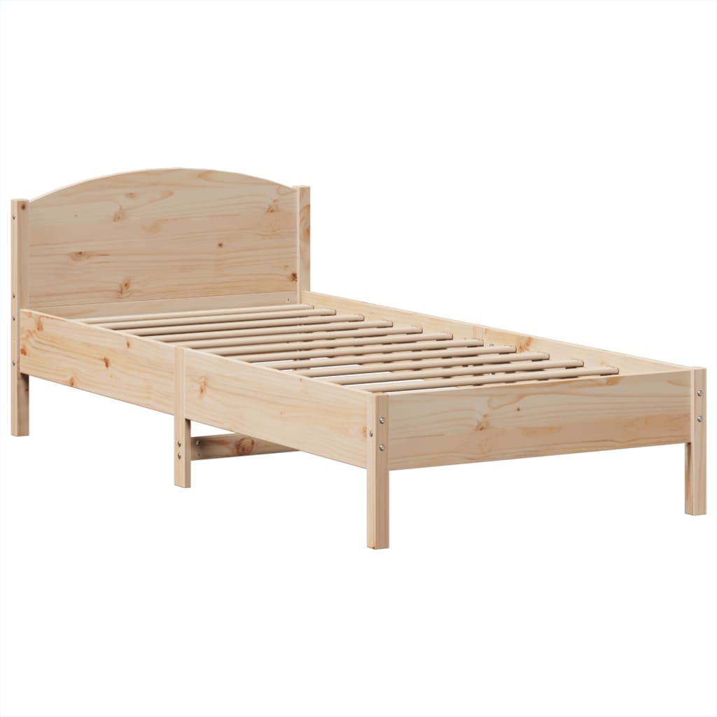 Seng med bokhylle uten madrass 100x200 cm heltre furu