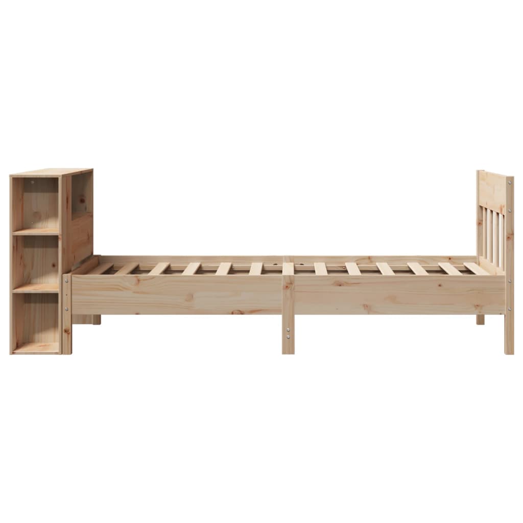 Seng med bokhylle uten madrass 75x190 cm heltre furu