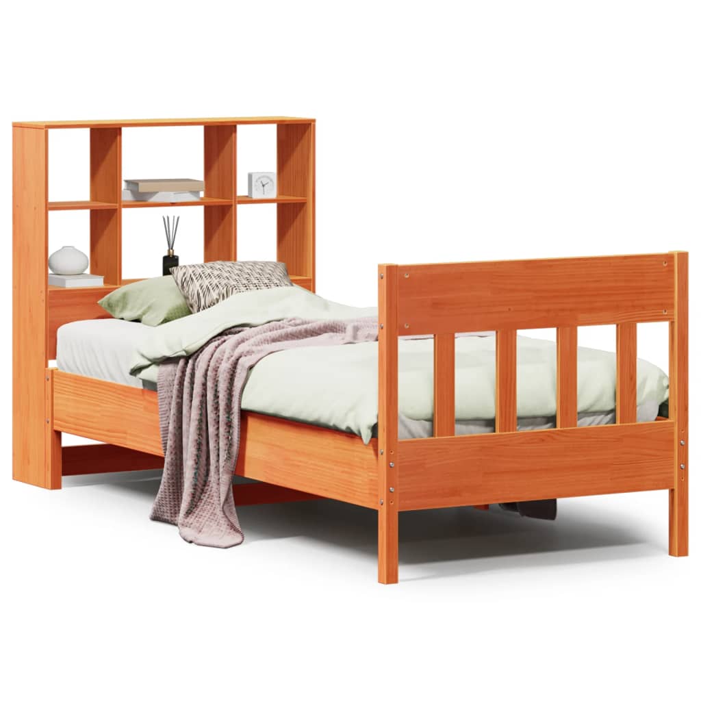 Sengeramme uten madrass voksbrun 75x190 cm heltre furu