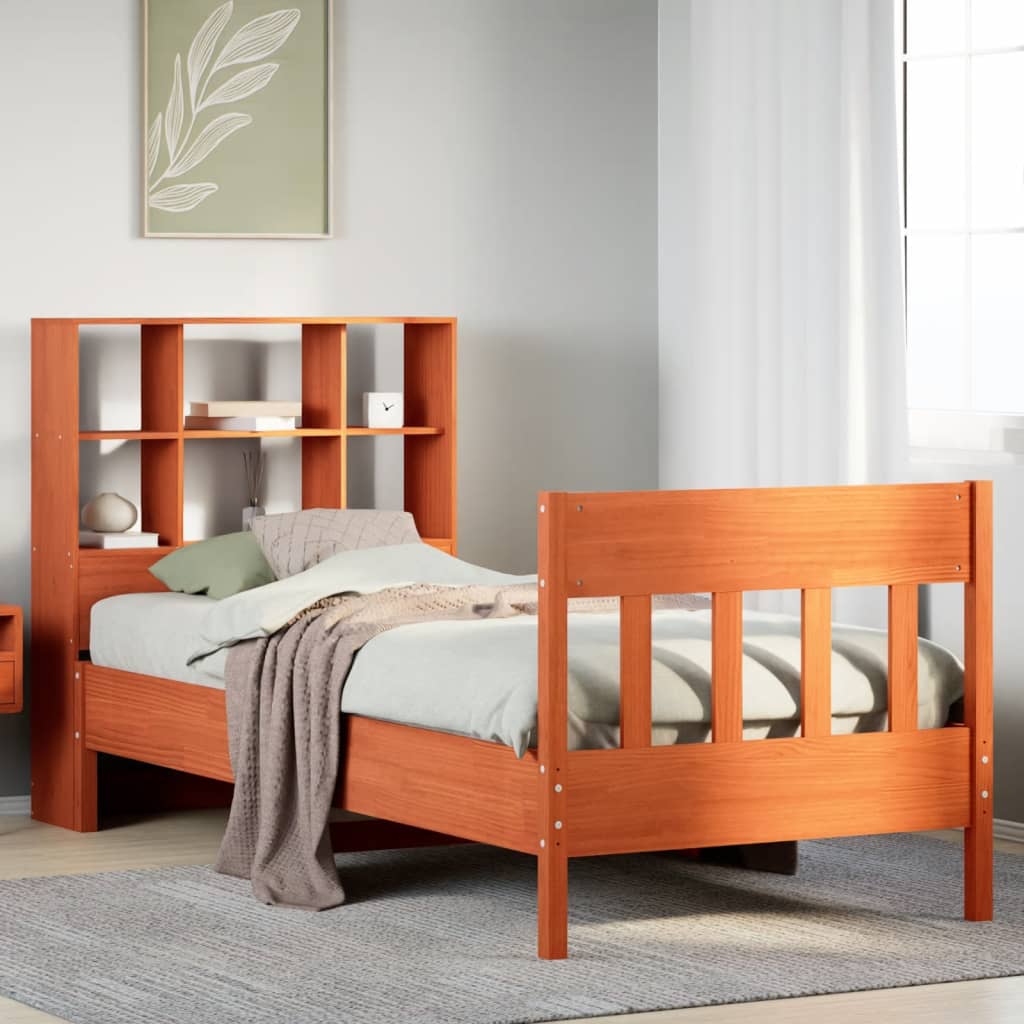 Sengeramme uten madrass voksbrun 75x190 cm heltre furu