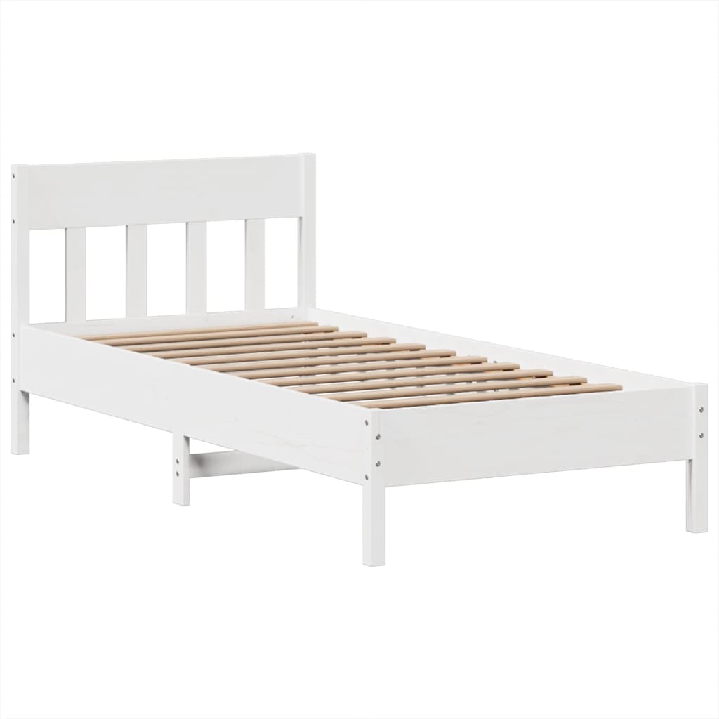 Sengeramme uten madrass hvit 75x190 cm heltre furu