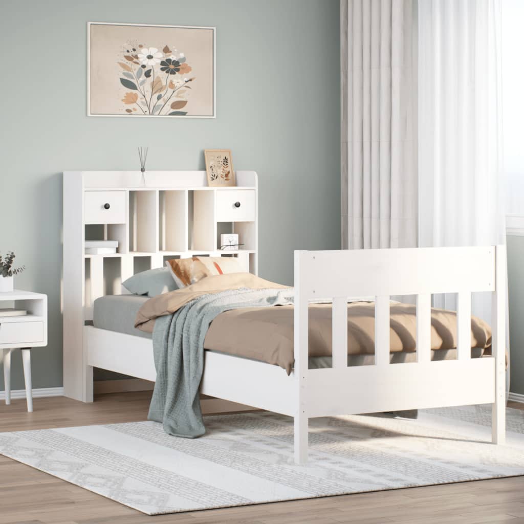 Sengeramme uten madrass hvit 75x190 cm heltre furu