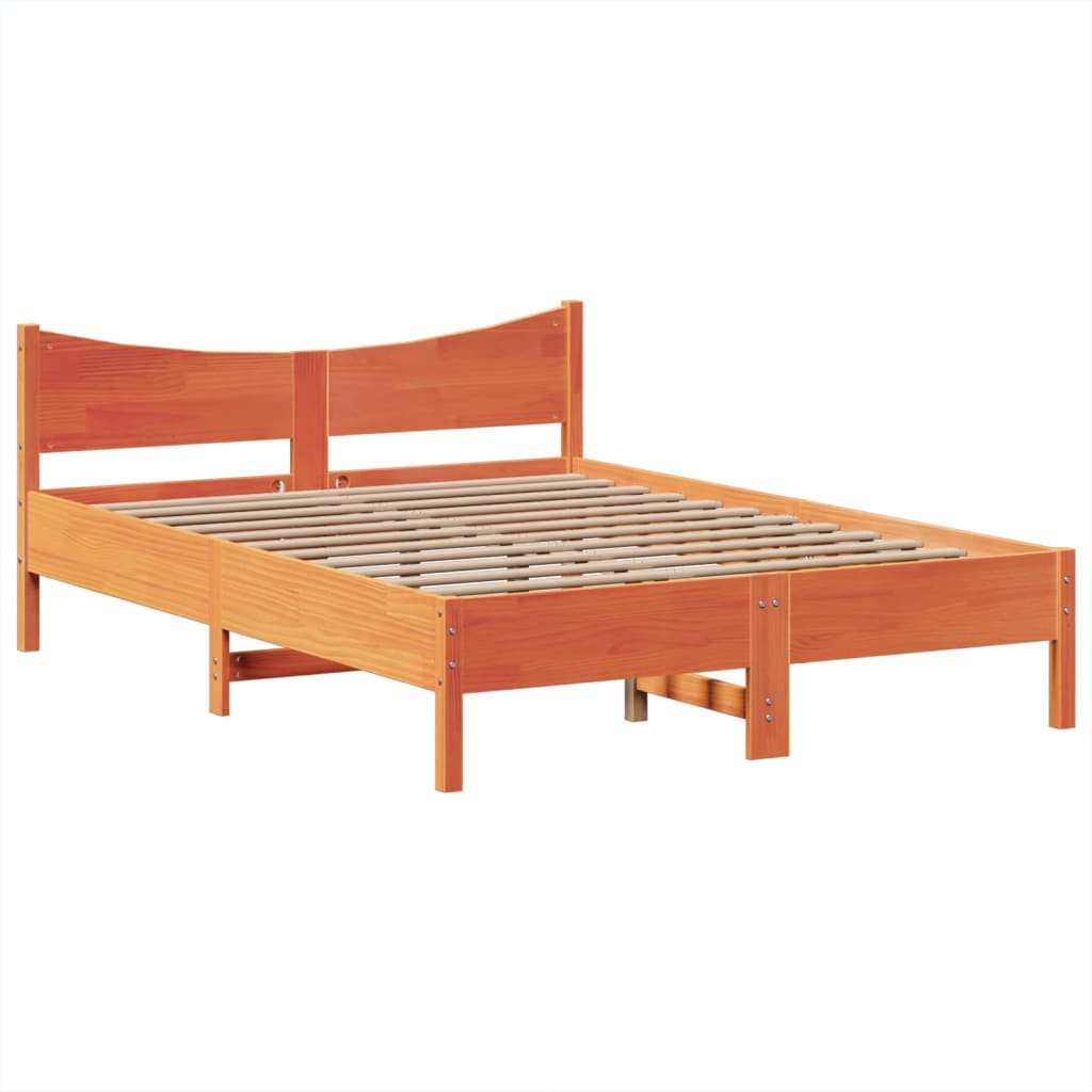 Sengeramme uten madrass voksbrun 160x200 cm heltre furu