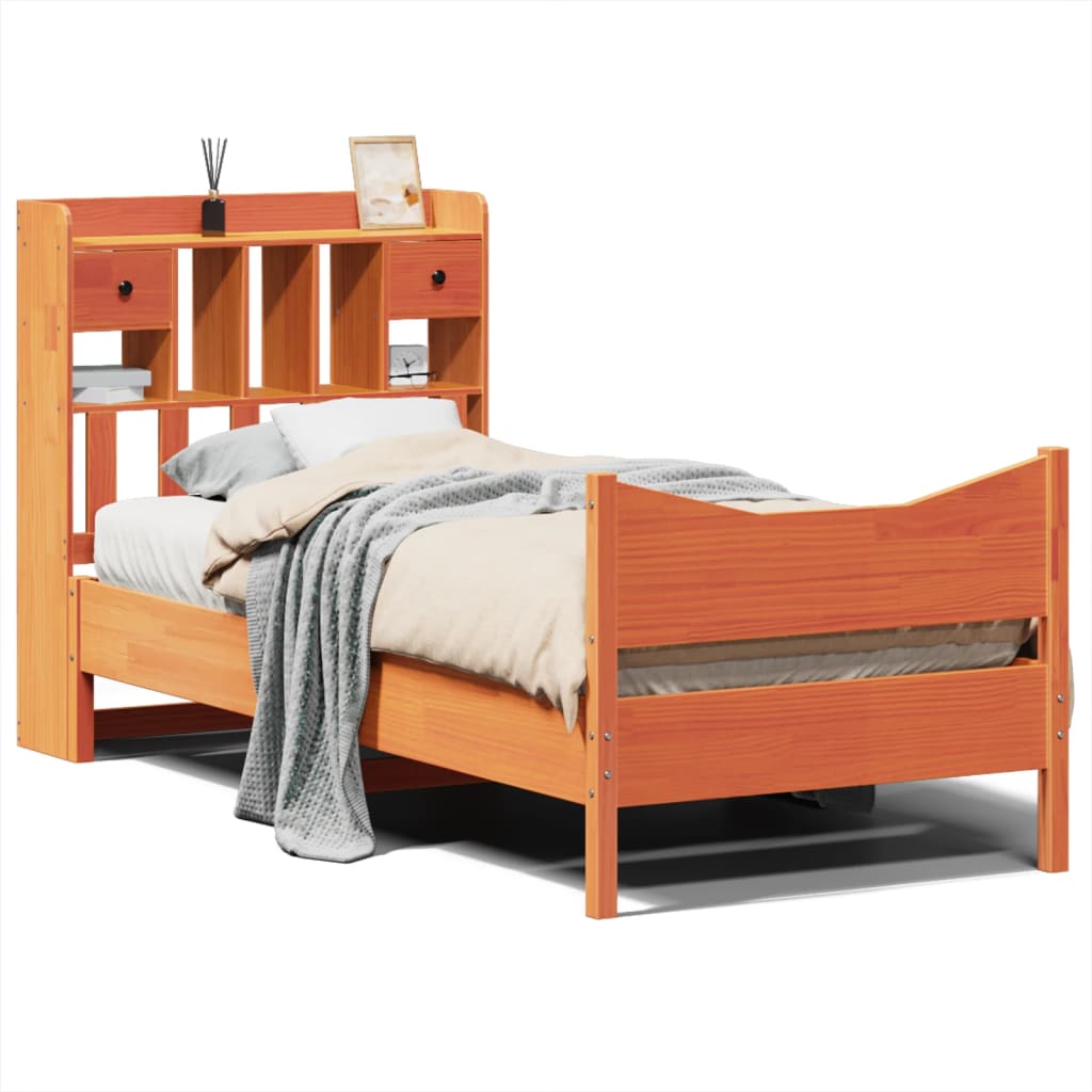 Sengeramme uten madrass voksbrun 75x190 cm heltre furu