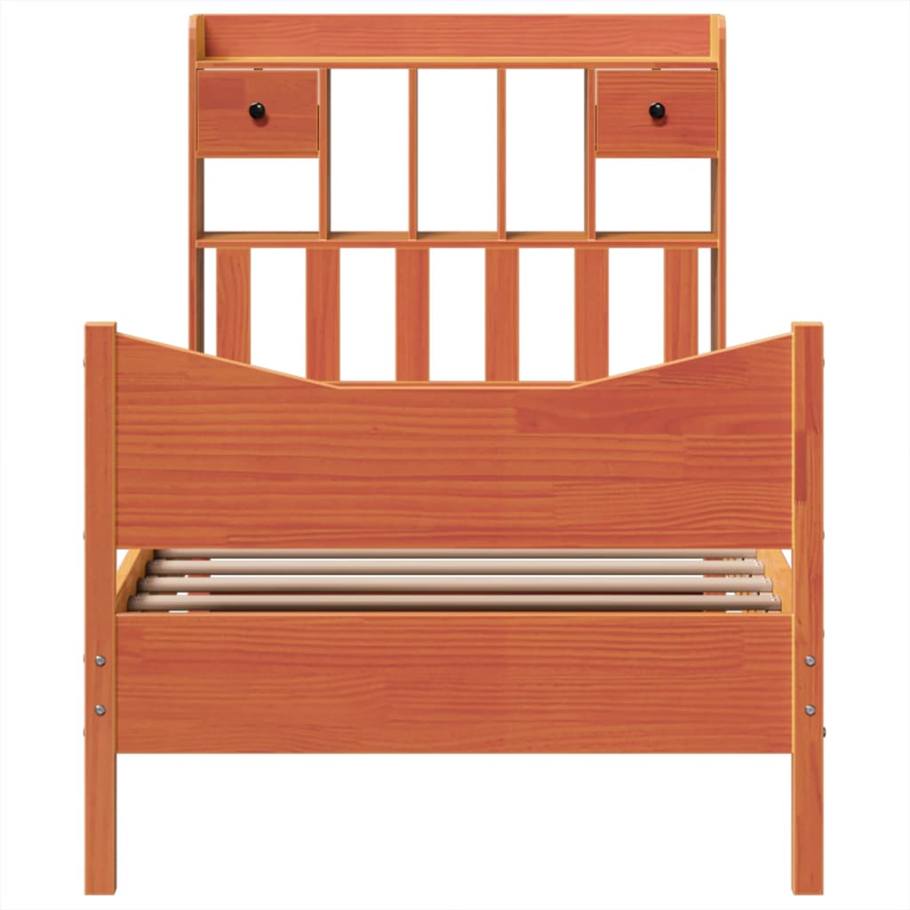 Sengeramme uten madrass voksbrun 75x190 cm heltre furu