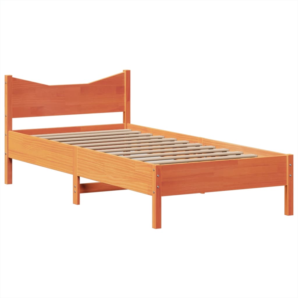 Sengeramme uten madrass voksbrun 75x190 cm heltre furu