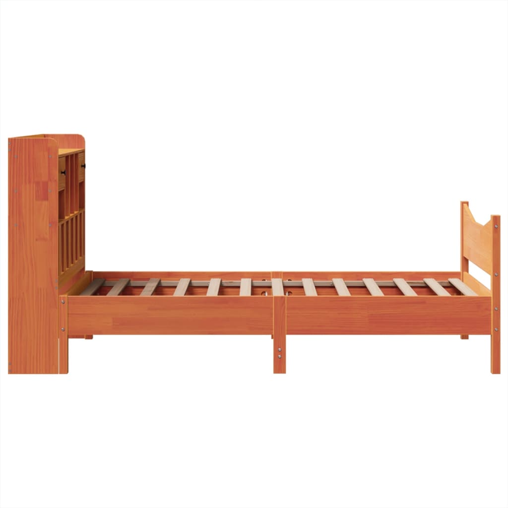 Sengeramme uten madrass voksbrun 75x190 cm heltre furu