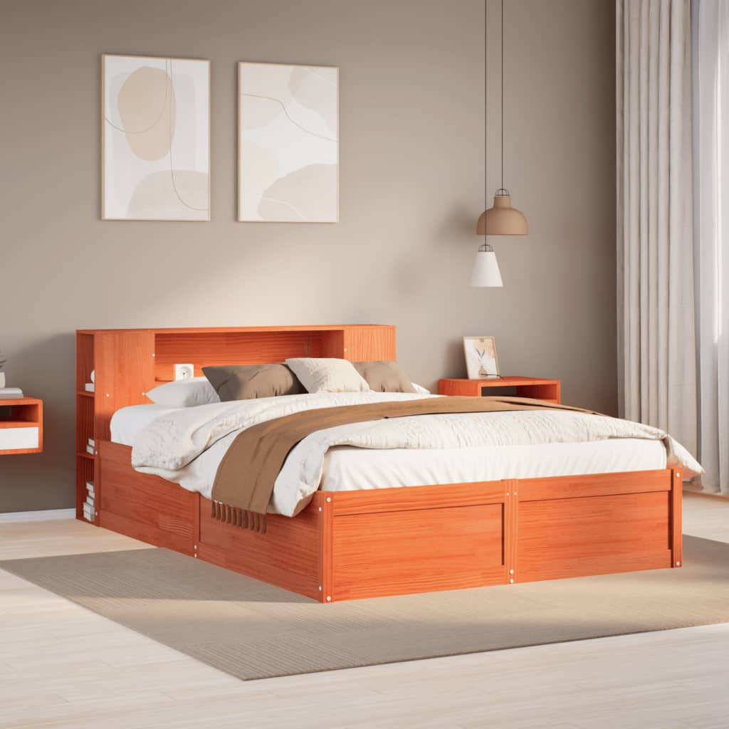Sengeramme uten madrass voksbrun 140x190 cm heltre furu