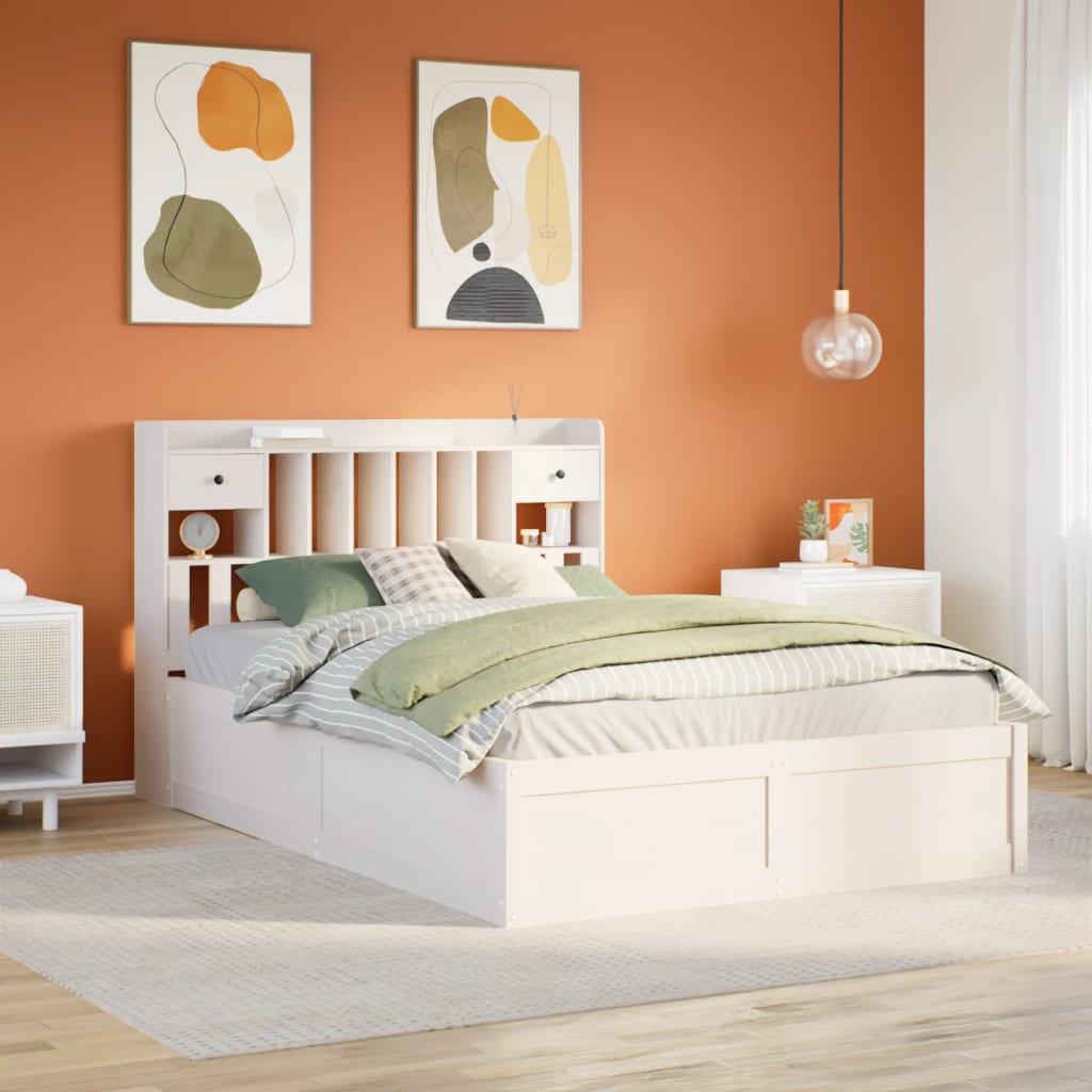 Sengeramme uten madrass hvit 140x190 cm heltre furu