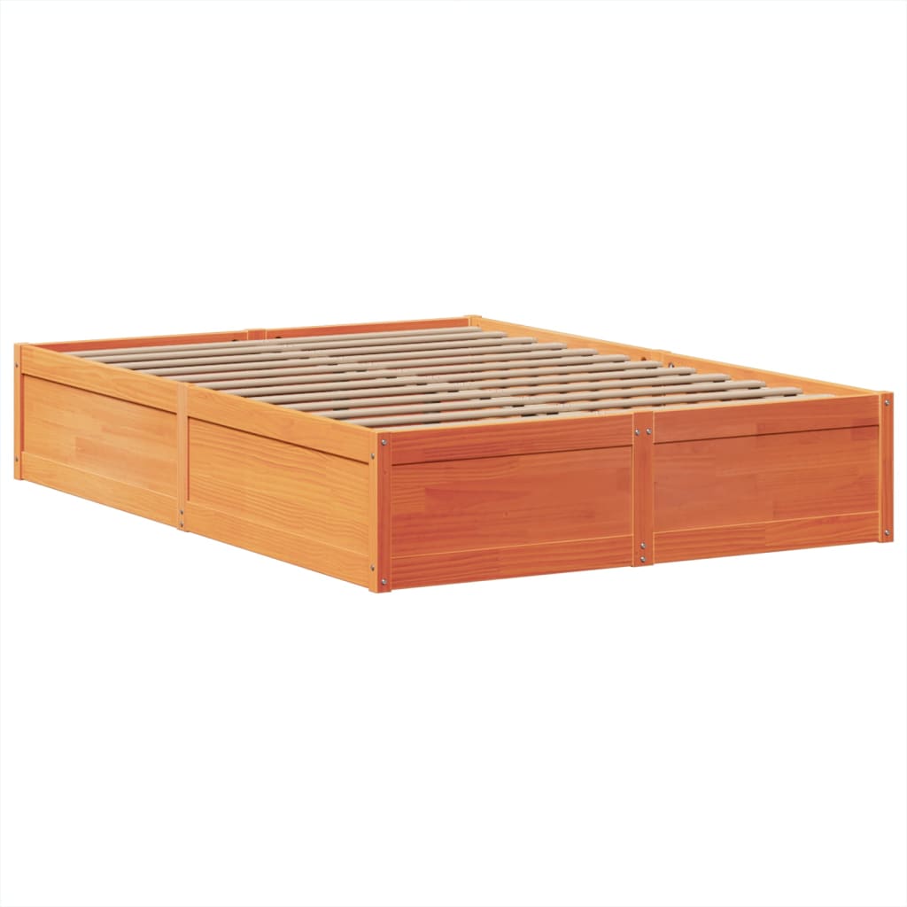 Sengeramme uten madrass voksbrun 140x190 cm heltre furu