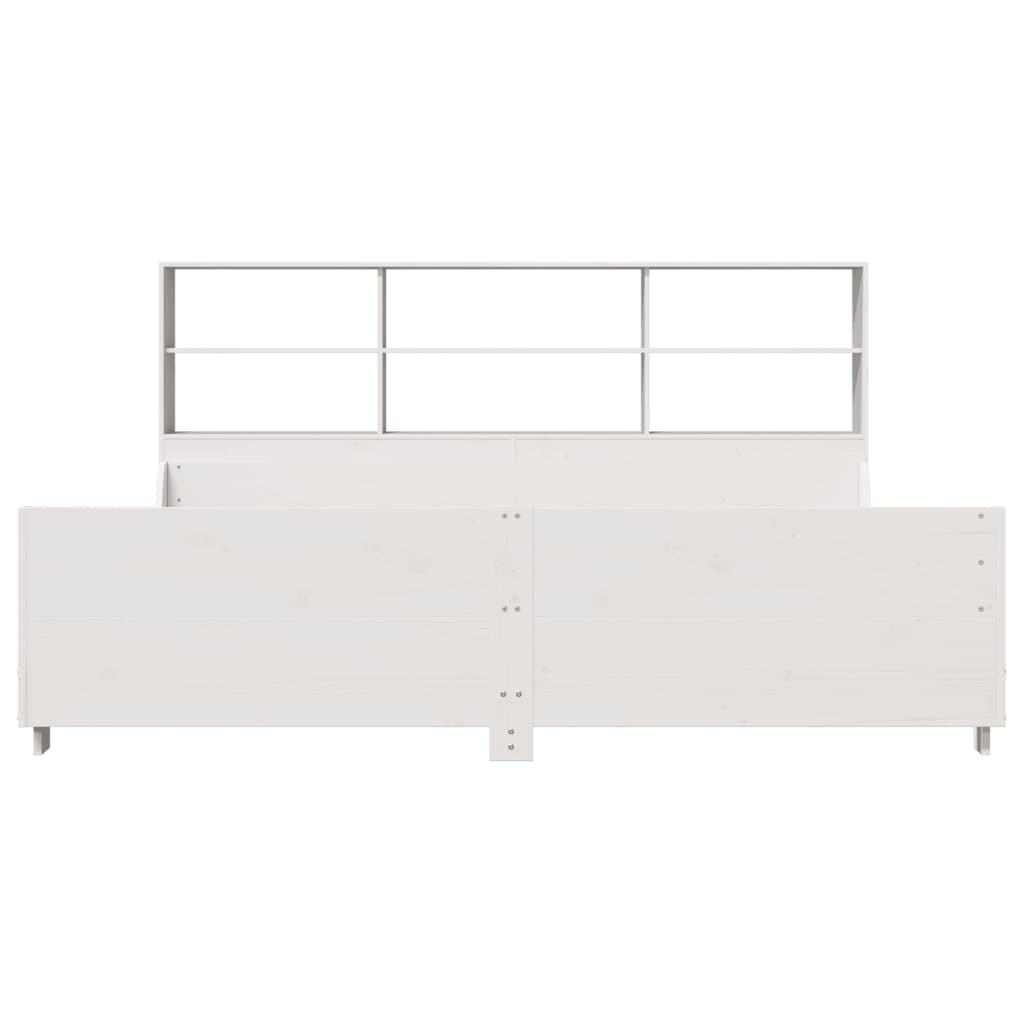 Seng med bokhylle uten madrass hvit 180x200 cm heltre