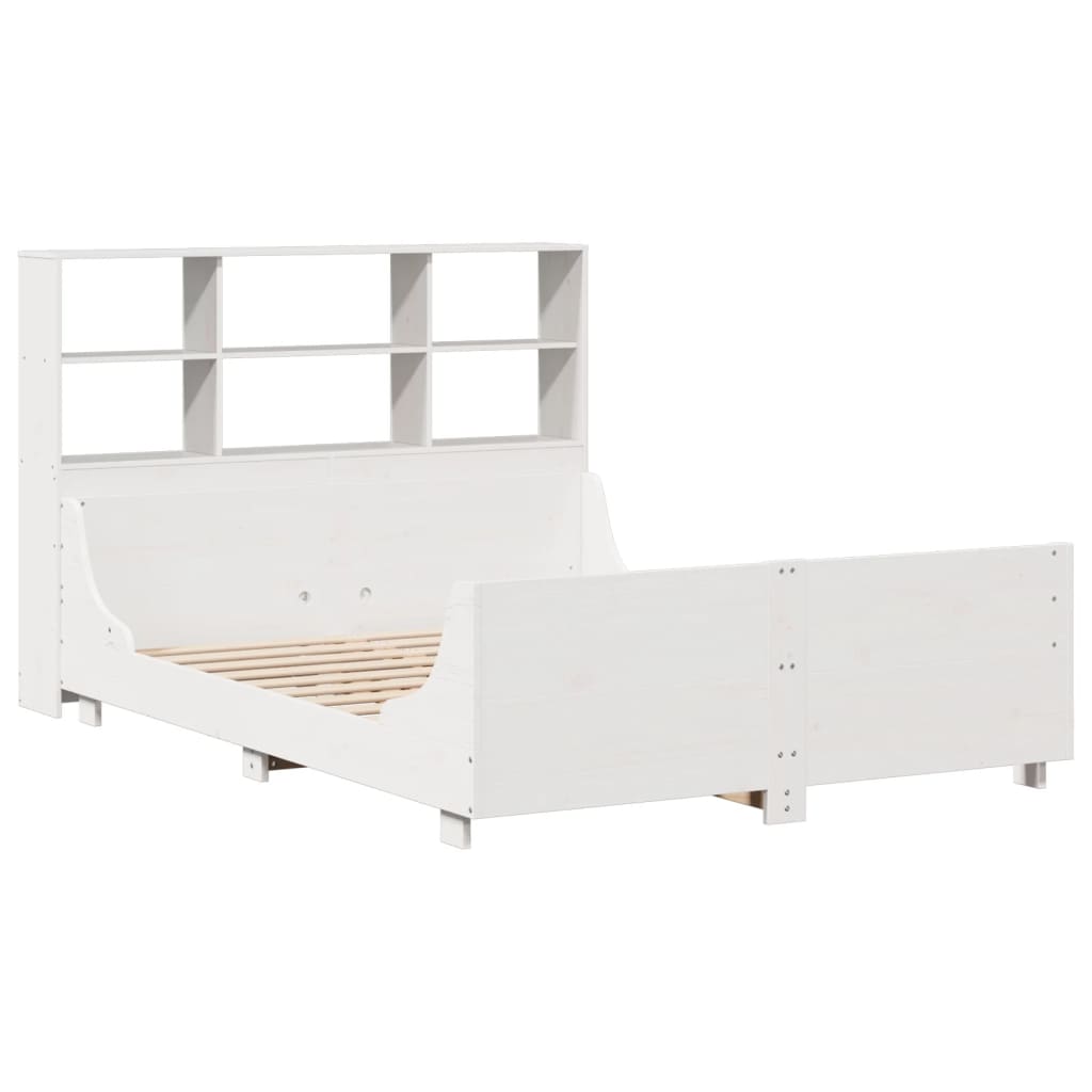 Seng med bokhylle uten madrass hvit 160x200 cm heltre