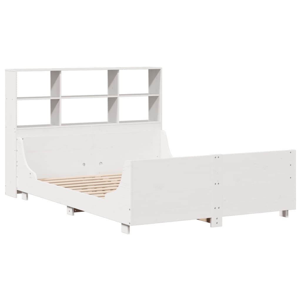Seng med bokhylle uten madrass hvit 140x190 cm heltre
