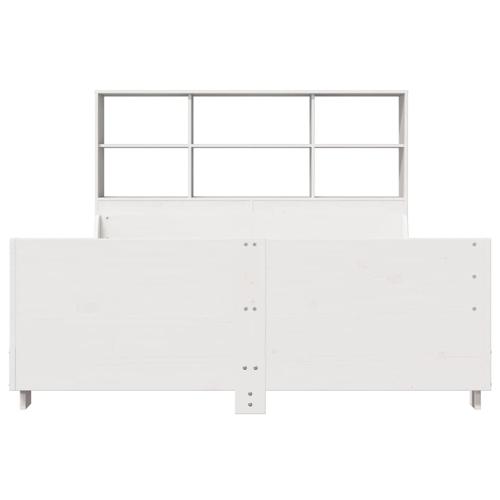 Seng med bokhylle uten madrass hvit 140x190 cm heltre