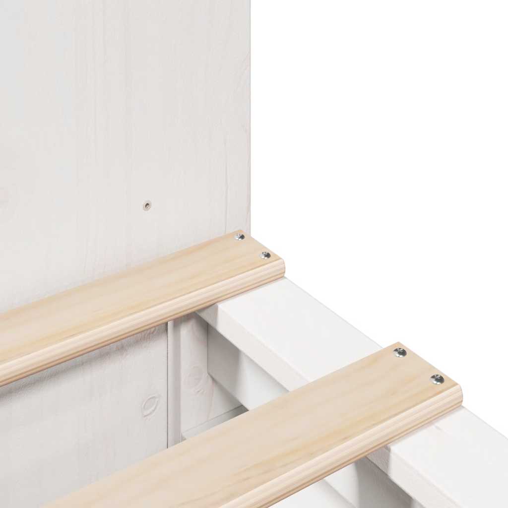 Seng med bokhylle uten madrass hvit 150x200 cm heltre