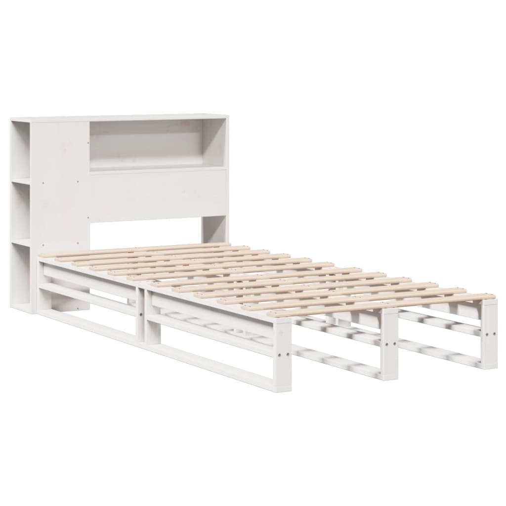 Seng med bokhylle uten madrass hvit 75x190 cm heltre