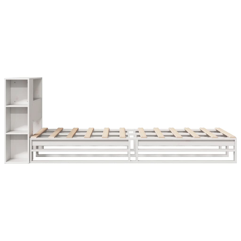 Seng med bokhylle uten madrass hvit 75x190 cm heltre