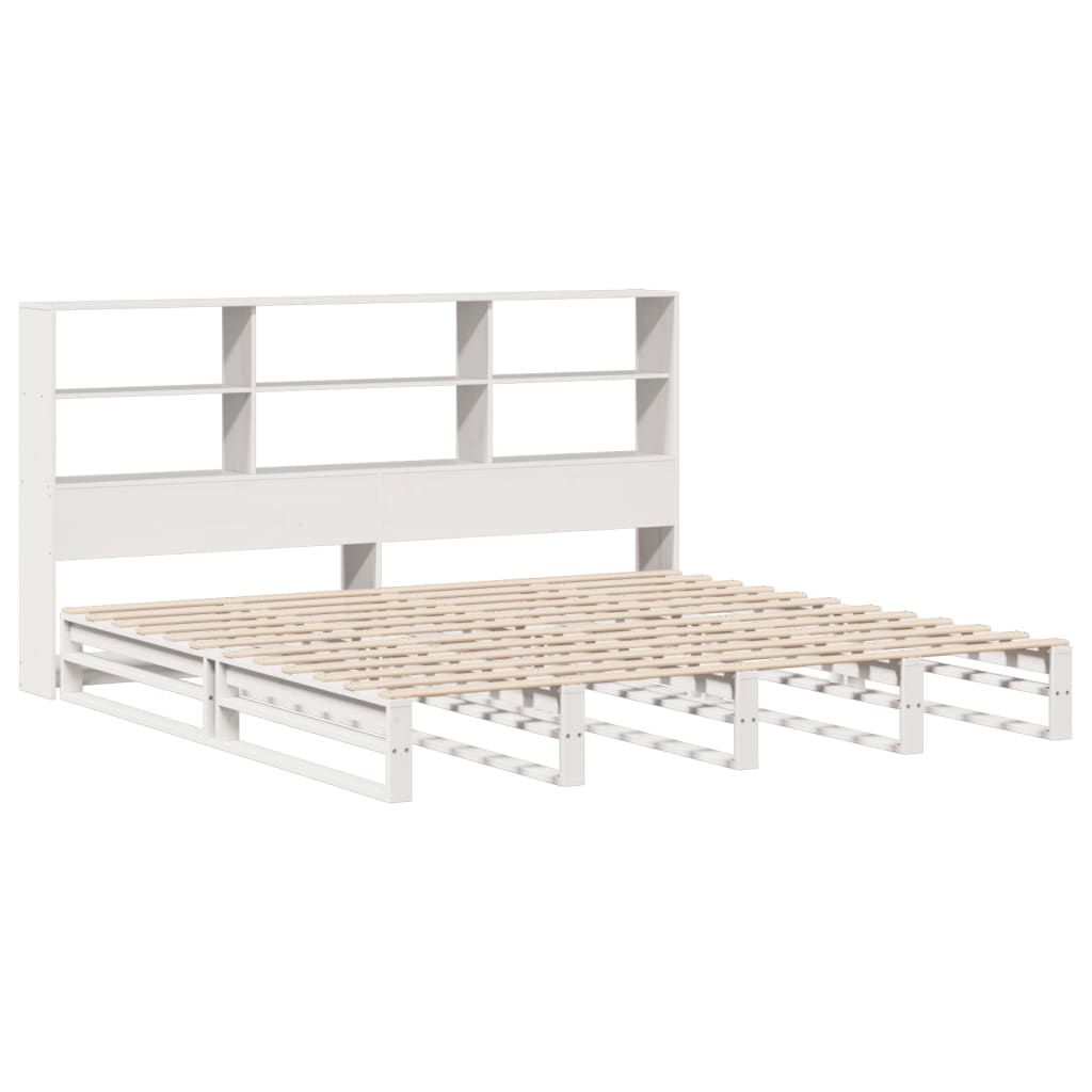 Seng med bokhylle uten madrass hvit 180x200 cm heltre