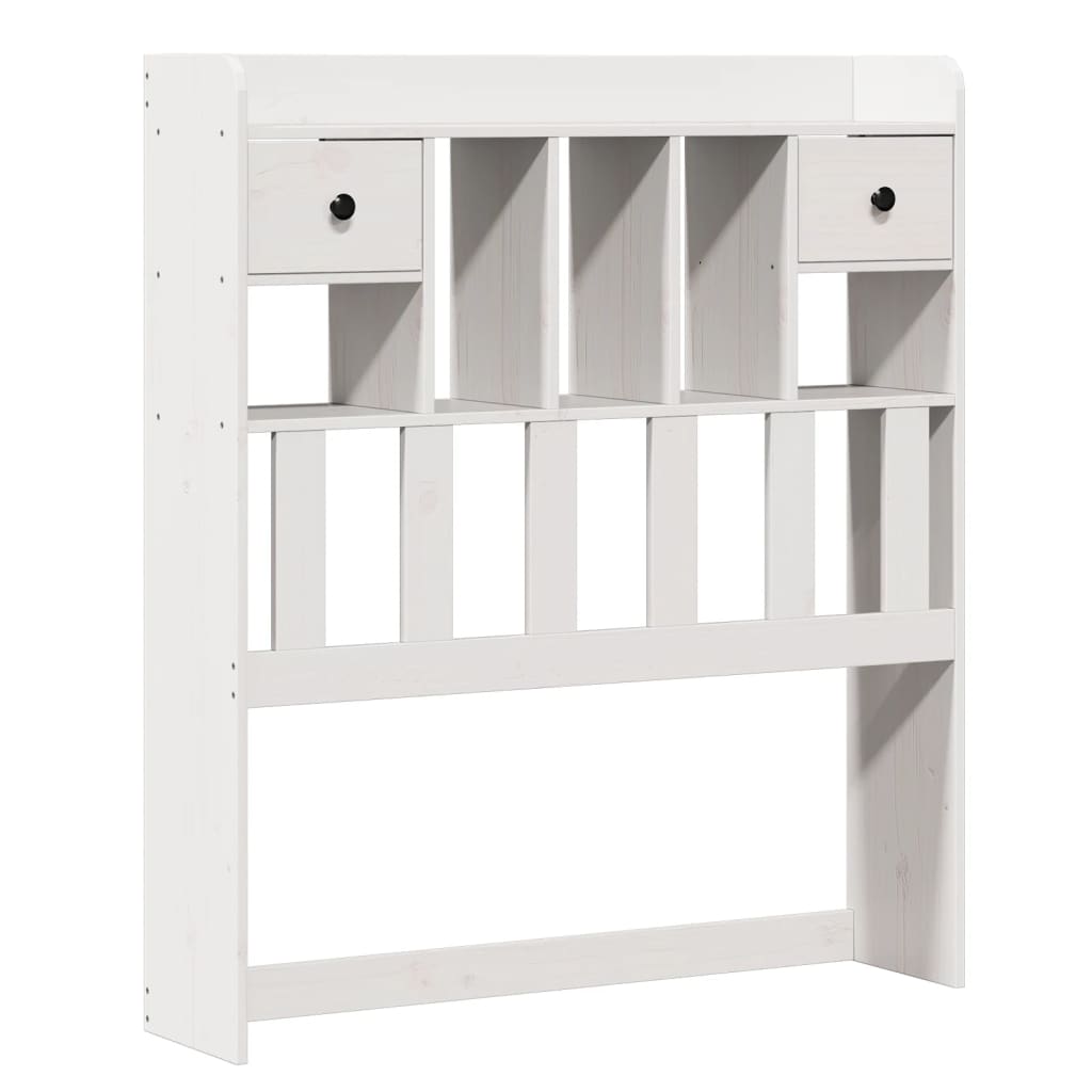 Seng med bokhylle uten madrass hvit 75x190 cm heltre furu