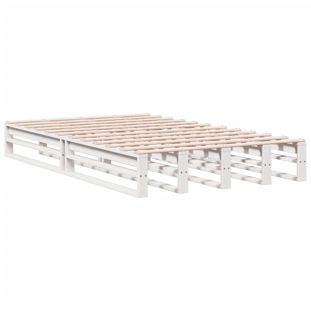 Seng med bokhylle uten madrass hvit 135x190 cm heltre furu