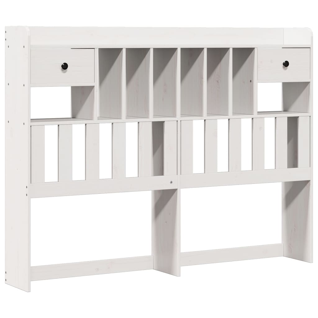Seng med bokhylle uten madrass hvit 140x190 cm heltre furu