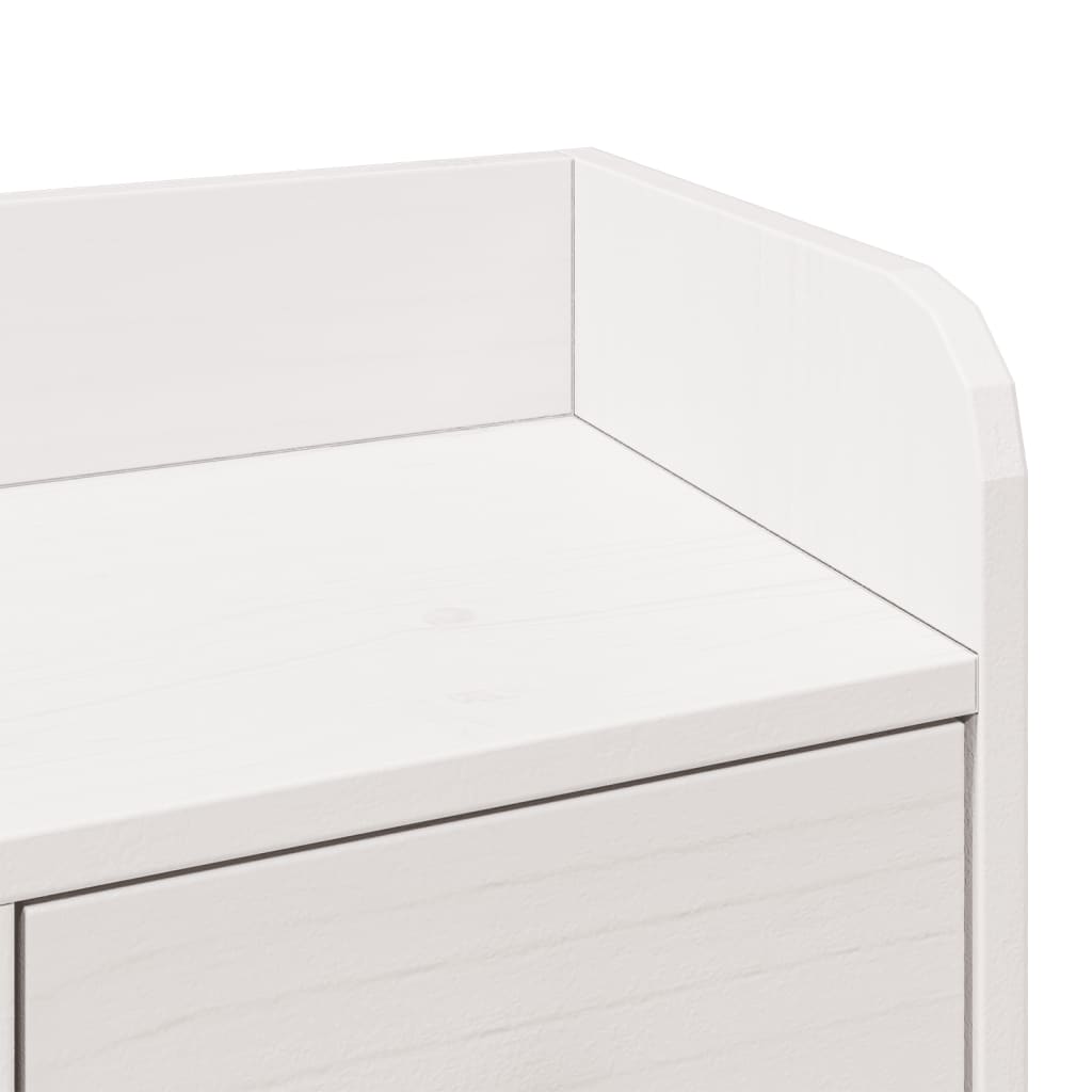 Seng med bokhylle uten madrass hvit 140x190 cm heltre furu