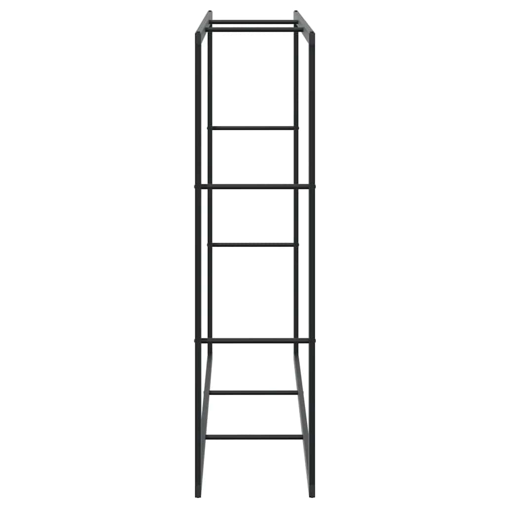 Vedstativ svart 110x30x116 cm stål