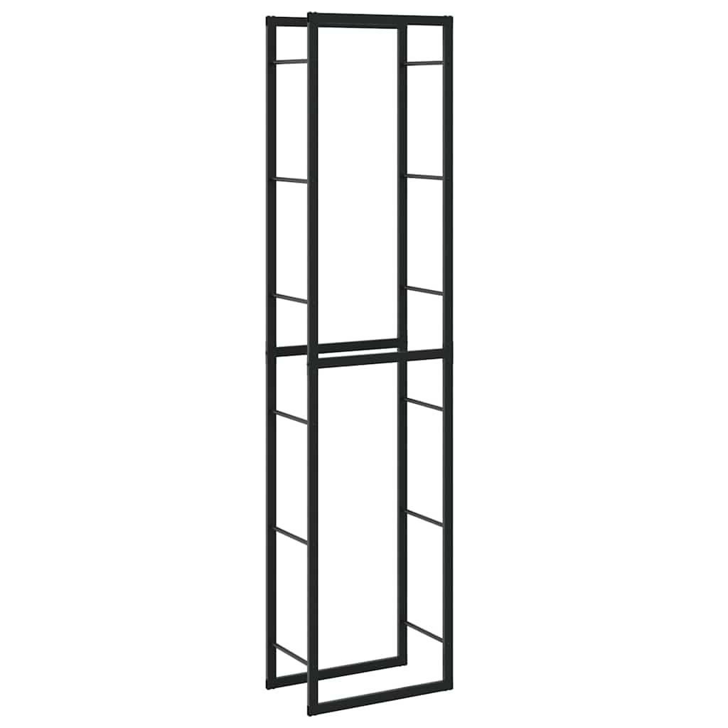 Vedstativ svart 50x30x209 cm stål