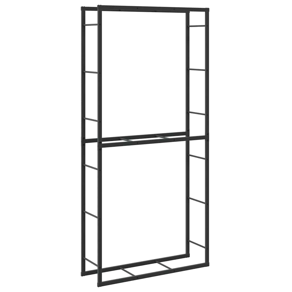 Vedstativ svart 100x30x209 cm stål