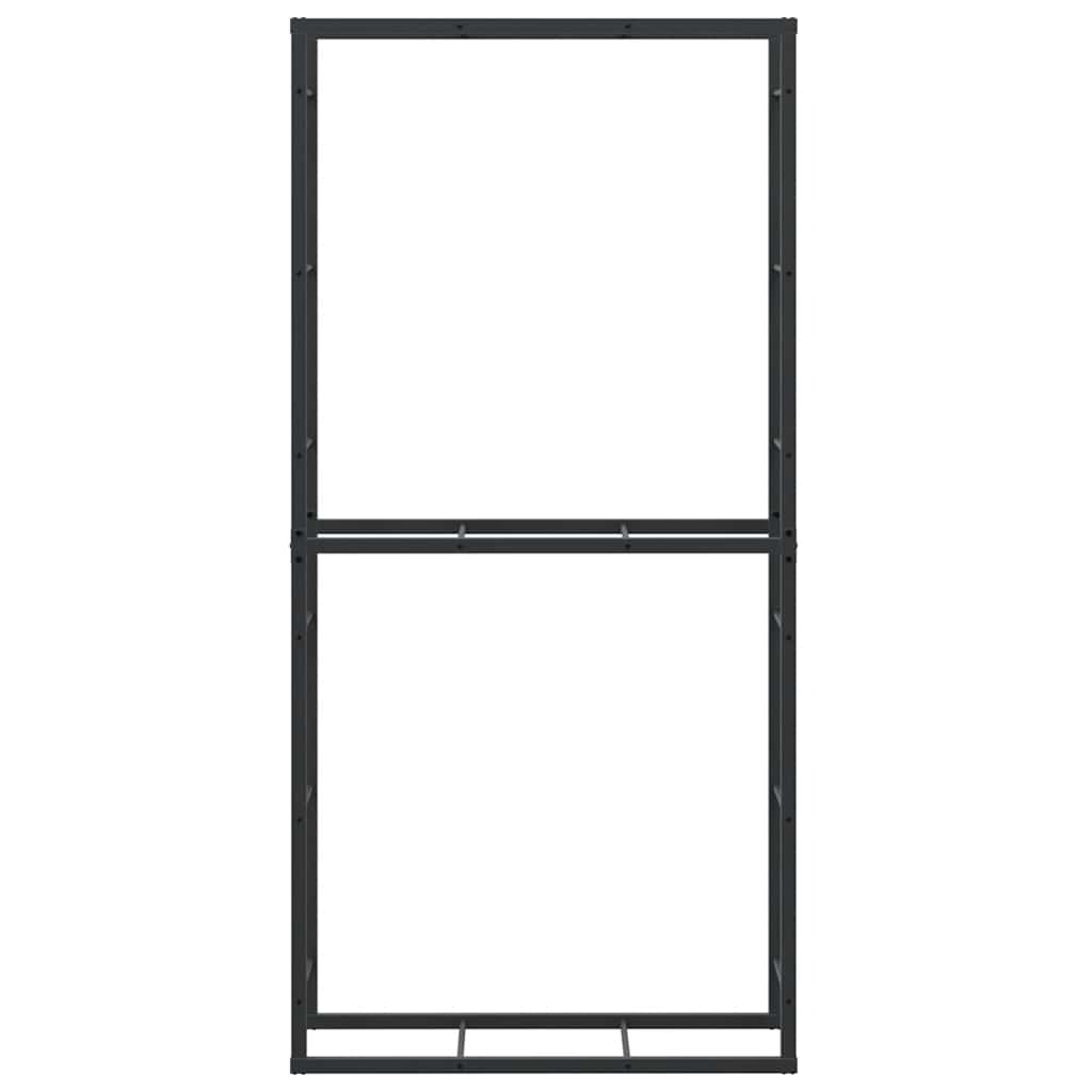 Vedstativ svart 100x30x209 cm stål