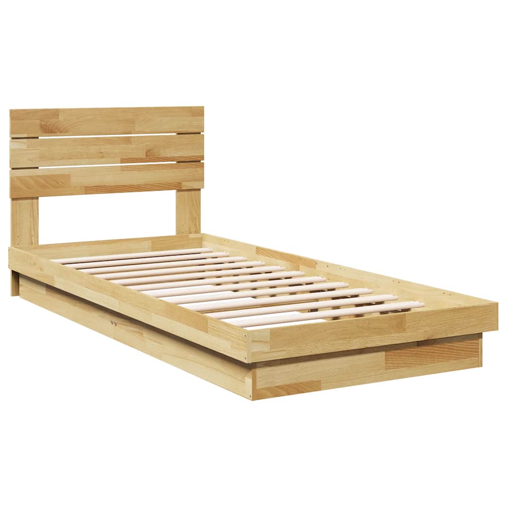 Sengeramme med sengegavl uten madrass 80x200 cm Heltre Eik